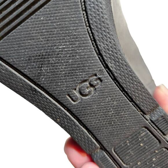 UGG Joely Wedge Boot 1012528 Gray Leather Zip Waterproof Lined Boots Size 7 - Picture 11 of 12